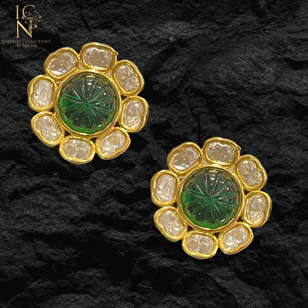 Uncut Kundan Polki- Emerald Green