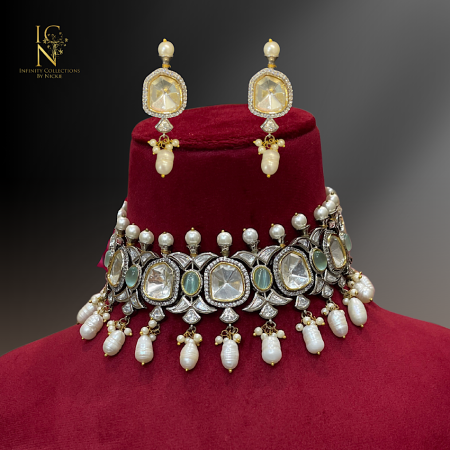 Fusion Kundan Choker set - Mint