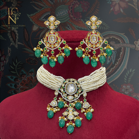 Victorian Uncut Kundan set - Green