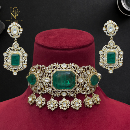 Moissanite Kundan choker set