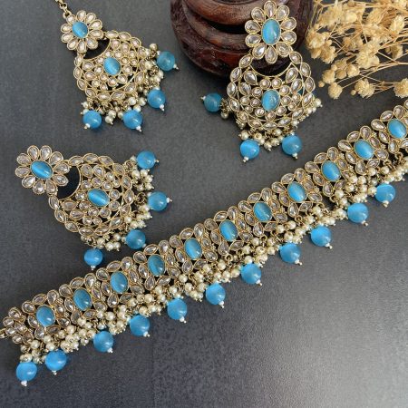 Reverse Polki Choker set - Ferozi